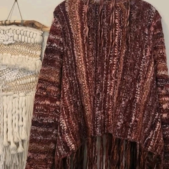 Free People Birkenstock Fringe Knit Cardigan, Size Small - Picture 6 of 13